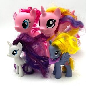 Set of 4 My Little Pony Friendship is Magic Toys Two 6" and Two 3.25" Brushable